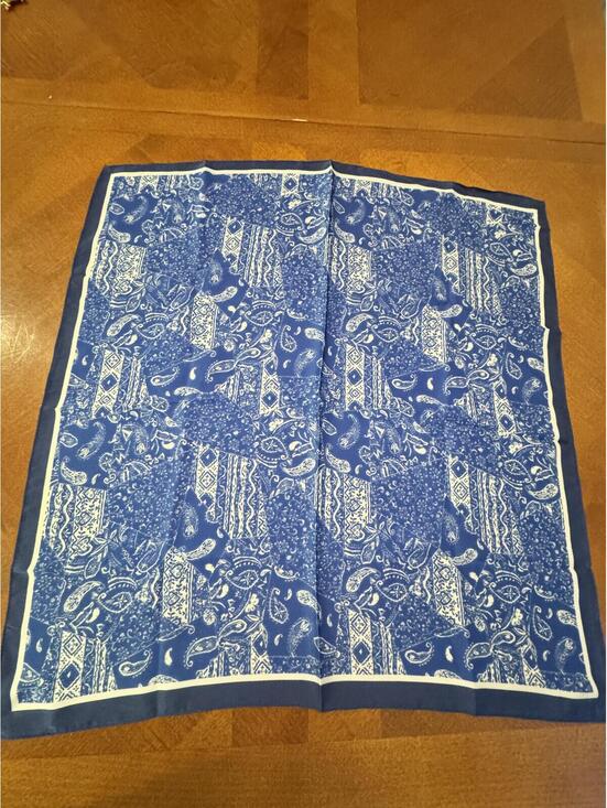 Accessories - Blue and White Paisley Square Bandana Scarf 254